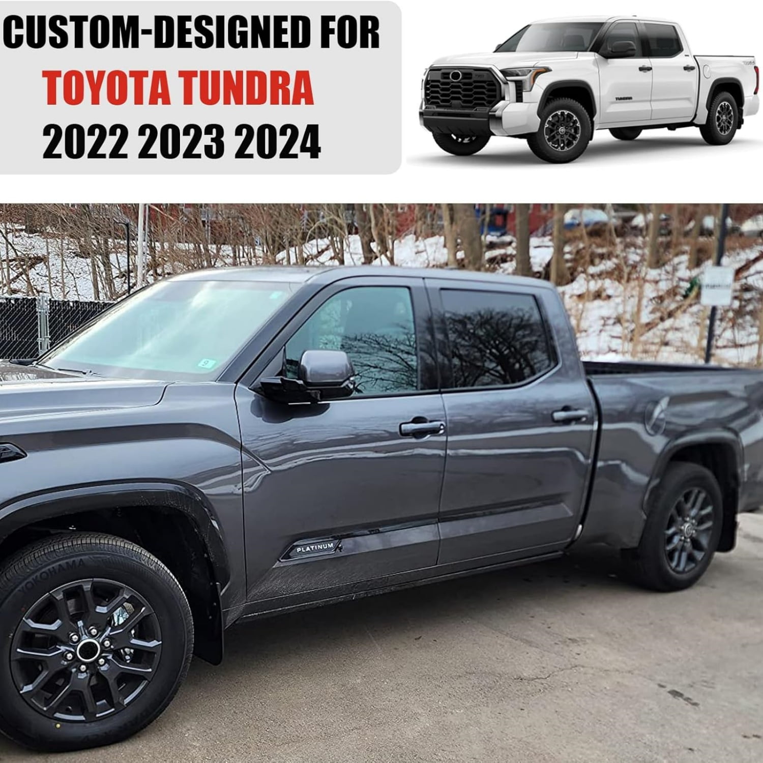 Mud Flaps for 2023 2024 2025 Toyota Tundra Accessories All Weather Guard Mud Guards Splash Front & Rear Mud Flaps for Tundra 2022-2025 - 4PCS
