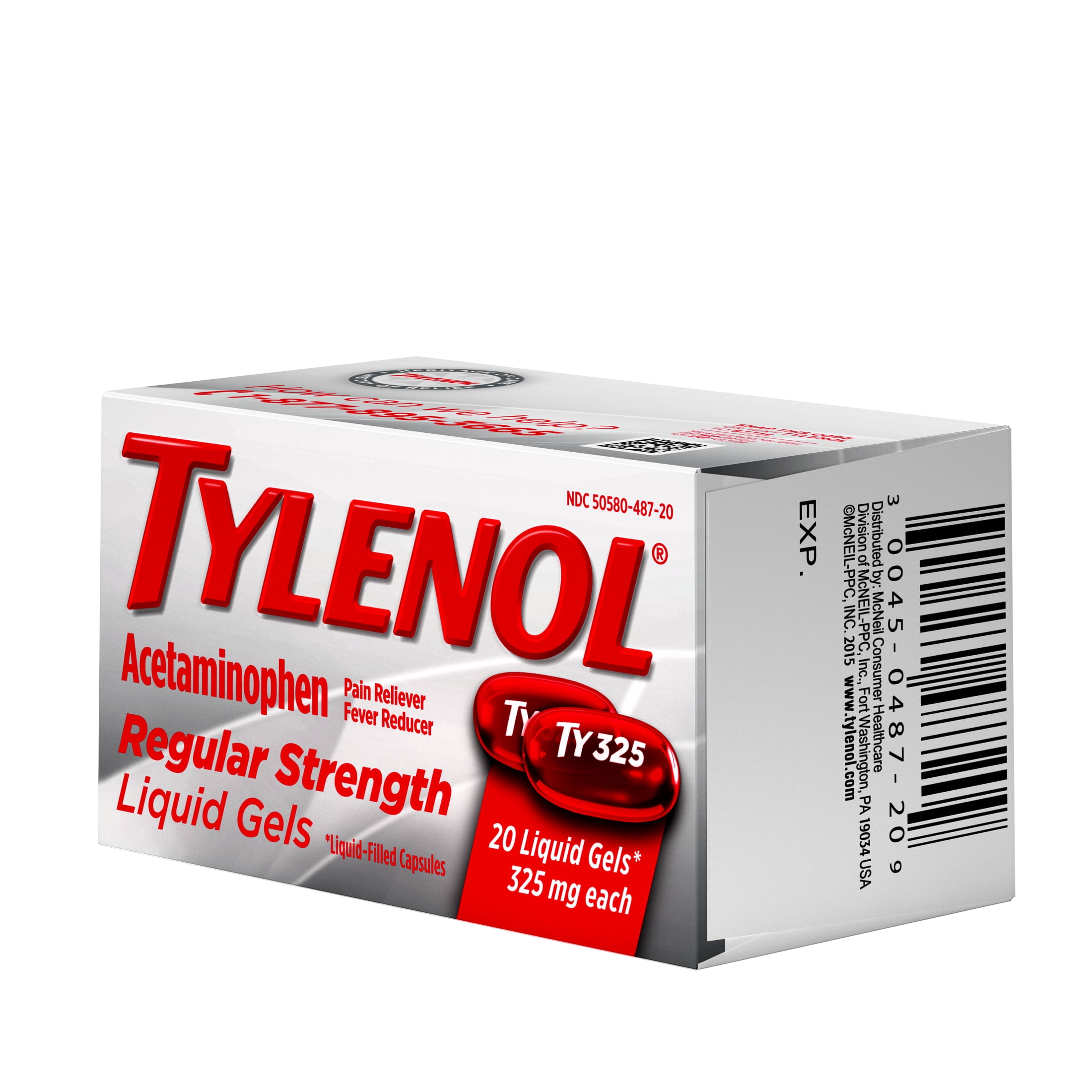 Tylenol Regular Strength Liquid Gels with 325 mg Acetaminophen, 20 Count