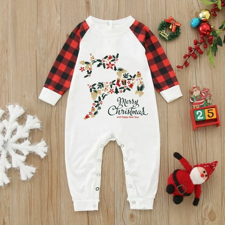 

Merry Christmas Multicolor Prints Romper Family Clothes Baby Long Sleeve Jumpsuit