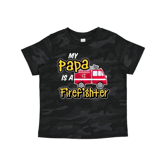 Inktastic My Papa is a Firefighter with Fire Truck Boys or Girls Toddler T-Shirt