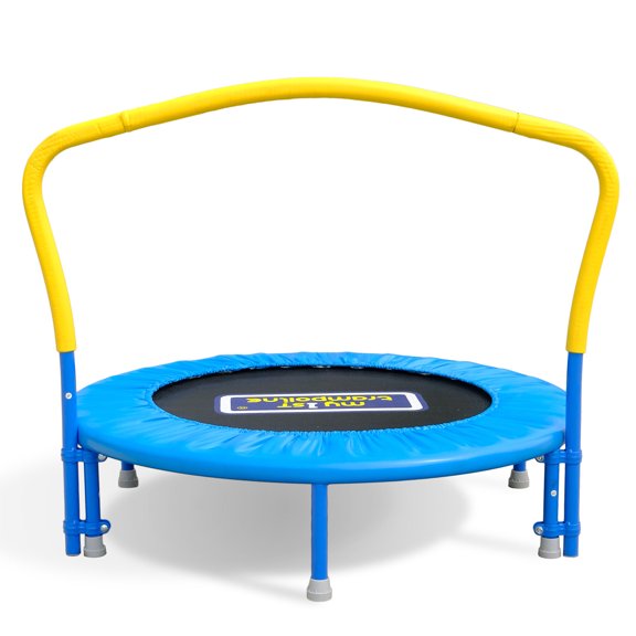 Sportspower My 1st Trampoline 36" Indoor/Outdoor Mini Rebounder Trampoline with No-Gap Padded Cover, for Toddlers & Kids, Max Weight Capacity 220 LBS - BLUE & YELLOW