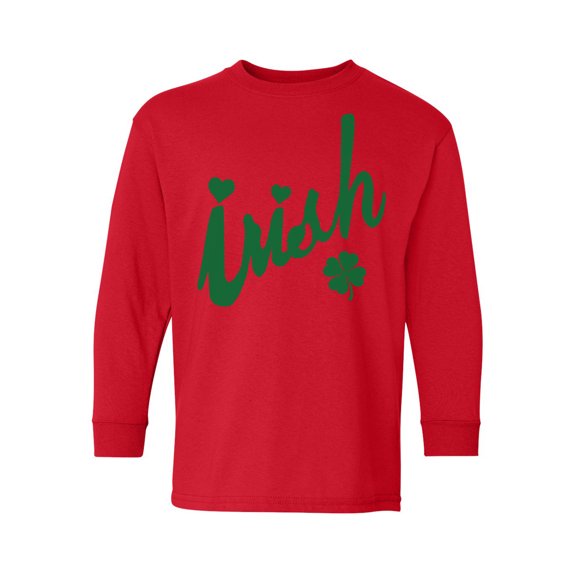 Awkward Styles Patricks Day Youth Long Sleeve T-shirt Irish Leaf Clover Crewneck Tee for Kids Proud Irish