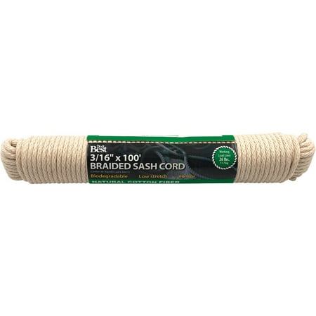 

1PK Do it Best 3/16 In. x 100 Ft. White Solid Braided Cotton Sash Cord