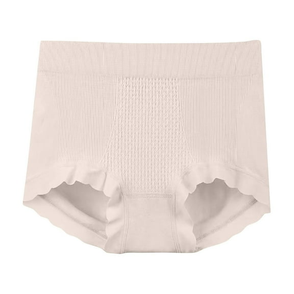Paiwinds Women‘s High Waist Modal Cotton Seamless Briefs - Ribbed Peach Butt Shape with Wavy Edge, Comfortable Stylish Fit for Daily Wear, One Size