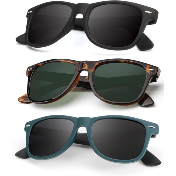 Polarized Sunglasses for Men and Women Matte Finish Sun glasses Color Mirror Lens UV Blocking (3 Pack)