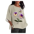 thumbnail image 1 of Birdeem Blouses pour Femmes Alzheimer Mode Décontractée Manches 3/4 Imprimé Coton Ample Blouse Haut, 1 of 12