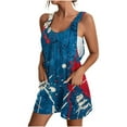 thumbnail image 3 of QATAINLAV 4th of July Jumpsuits for Women, Stars Stripe Graphic Romper Women's Casual Sexy Festival Playsuits Lightweight Linen Going Out Sport Romper with Pockets Blue XL, 3 of 6