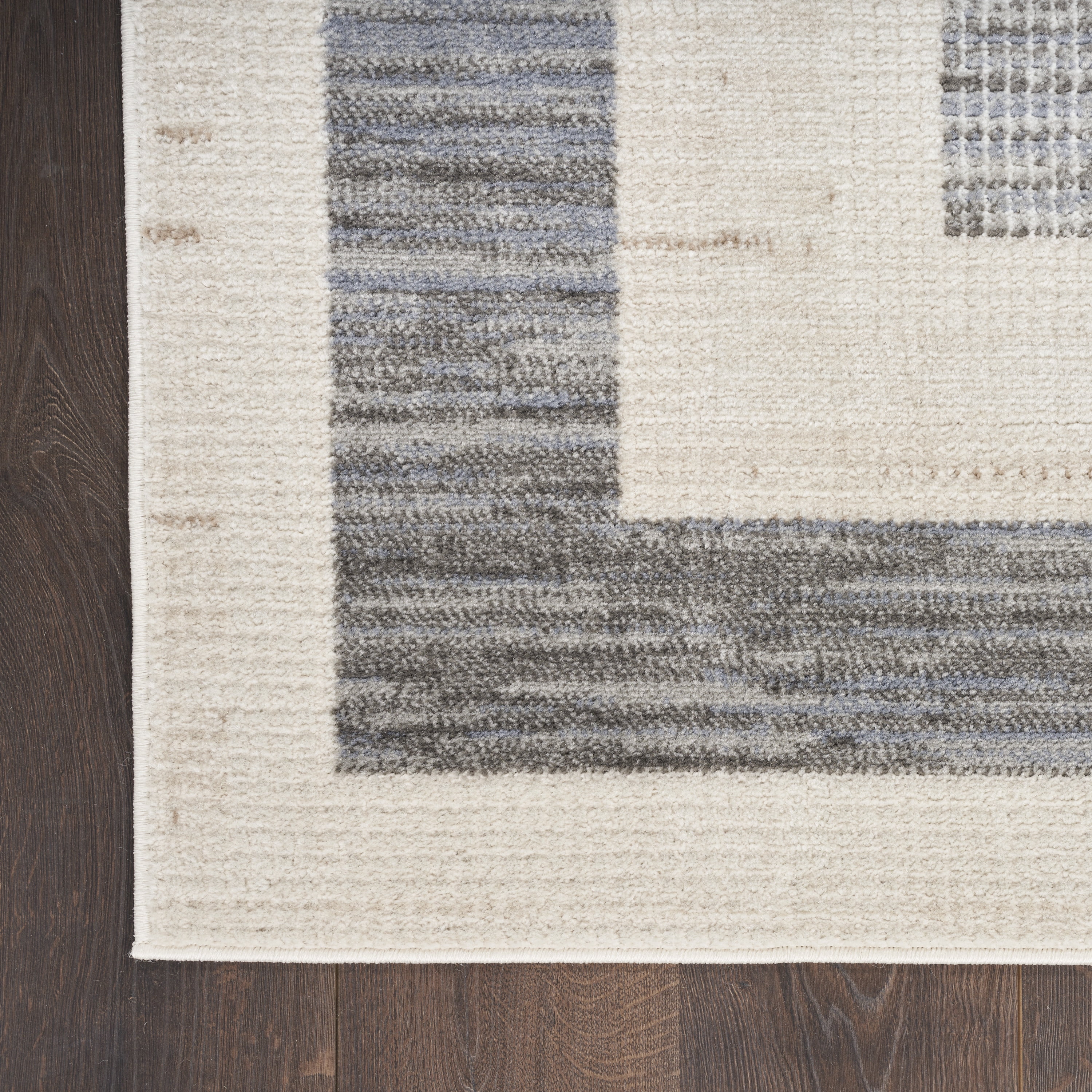 Nourison Serenity Home Geometric Grey Ivory 7'10" x 9'10" Area Rug (8x10)