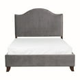 thumbnail image 2 of Full Size Gray Velvet Bed Frame - Modern Traditional Bedroom Furniture, Nailhead Trim, Solid Wood, 59.5"W x 82"L x 62"H, Panel Bed, 2 of 7