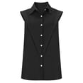 thumbnail image 5 of larppty Button Down Linen Tank Tops for Women Dressy Summer Sleeveless Lapel Blouse Loose Business Casual Tunic Shirts（Black， L）, 5 of 7