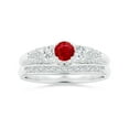 thumbnail image 6 of ANGARA Natural Aeon Vintage Style Ruby and Diamond Three Stone Engagement Ring in 14K White Gold for Women (Size-4mm) | July Birthstone, Anniversary, Jewelry Gift for Women | Natural Ruby Ring, 6 of 10