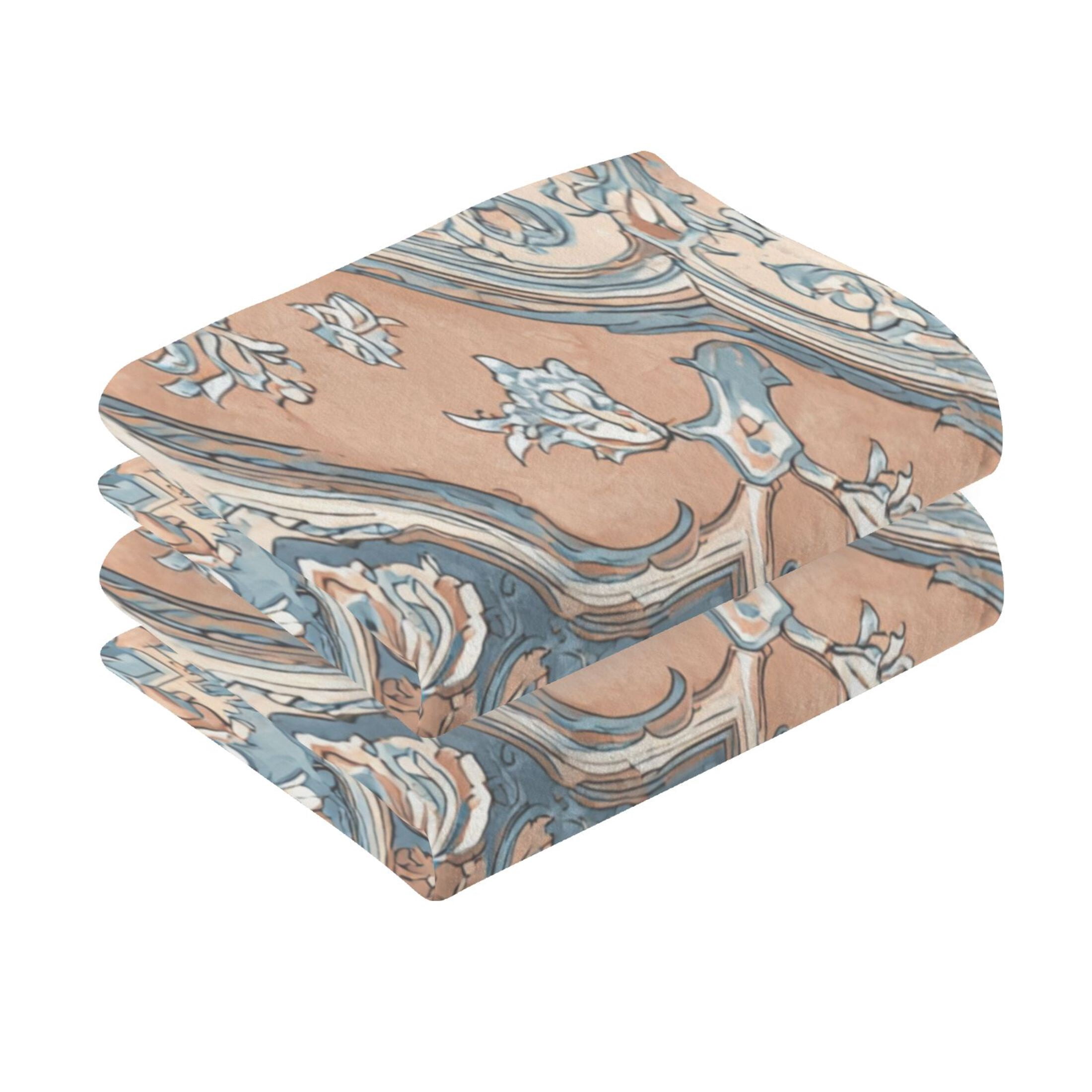 2 Pieces of Cotton Towel Face Towel Set Hand Towel Bath Towel Cotton Bath Towel Sets Terracotta Mosaic Peach Accents