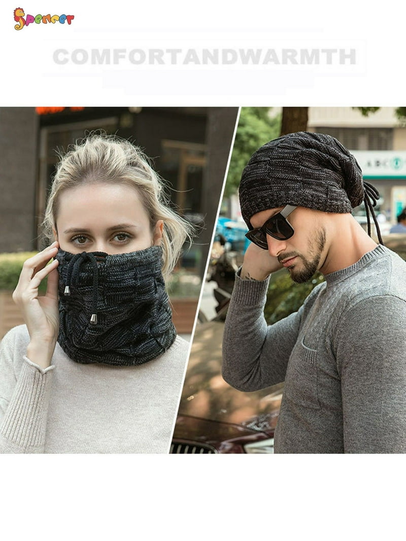 Ribbed Knit Hat with Brim Messy Bun Beanie Winter Warm Snowboarding XYIYI Beige Women Winter Warm Knit Hat Ribbed Slouchy Beanie  main image 2