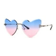 thumbnail image 2 of Womens Gothic Luxe Rimless Beveled Lens Cat Eye Heart Sunglasses Silver Blue Pink, 2 of 4
