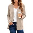 thumbnail image 4 of Tsivenald Womens Cardigan Open Front Long Sleeve Sweater Cardigan with Pockets - Lightweight Casual Daily Layering Outerwear, (Khaki Size S-XXL), 4 of 5