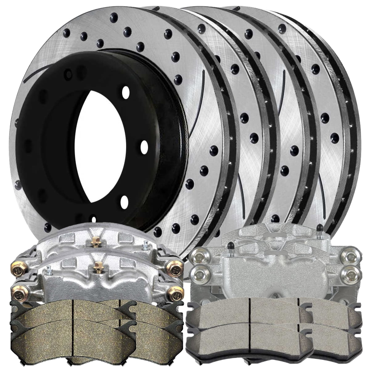 Front Brake Rotors Brake Pads For Chevy GMC Sierra Silverado 2500 HD