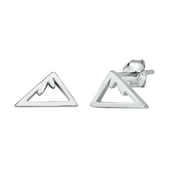 Sterling Silver Mountain Outline Stud Earrings