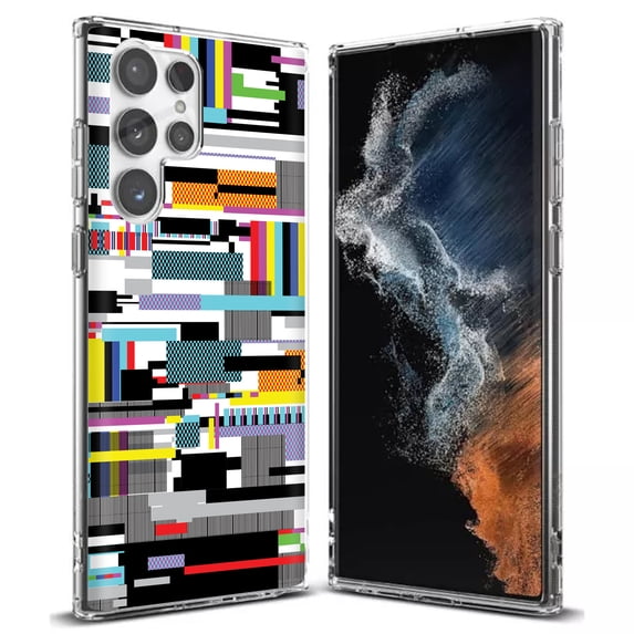 TalkingCase Slim Phone Case Compatible for Samsung Galaxy S22 Ultra 5G, Digital Glitch Print, Thin Light, Flexible, Soft, USA