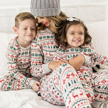 

Poseca Matching Family Pajamas Sets Christmas PJ s Holiday Christmas Sleepwear Sets Long Sleeve Pjs for Winter Homewear