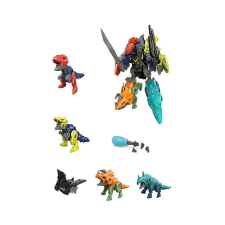 T13 5 In 1 Dinosaur Action Figure Lucky Robot Toys: Transformable Action Figures for 3-6 Year Old Boys Cool Toys Gift for Children