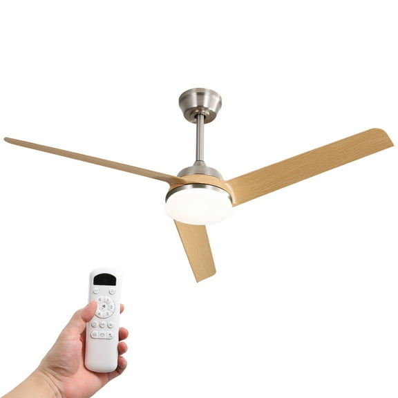 Sofucor 52" Brushed Nickel Ceiling Fan with LED Light and Remote Control