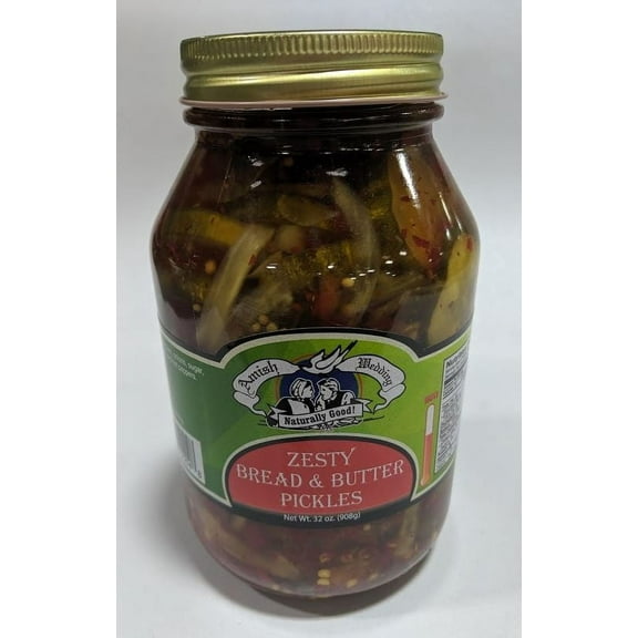 Amish Wedding Ready to Eat USA Made Zesty Bread N Butter Pickles 32 Oz