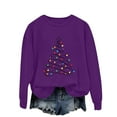 thumbnail image 4 of NMMUED Womens Christmas Sweatshirt Long Sleeve Tops for Women Holiday Sweatshirts for Women Graphic Sweatshirts for Women Christmas Outfits for Women Womens Fall Tops Dark Purple S, 4 of 5