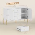 thumbnail image 3 of HOMCOM Buffet de 47 Pouces avec 3 Tiroirs et 2 Portes, Bahut Moderne Blanc, 3 of 10