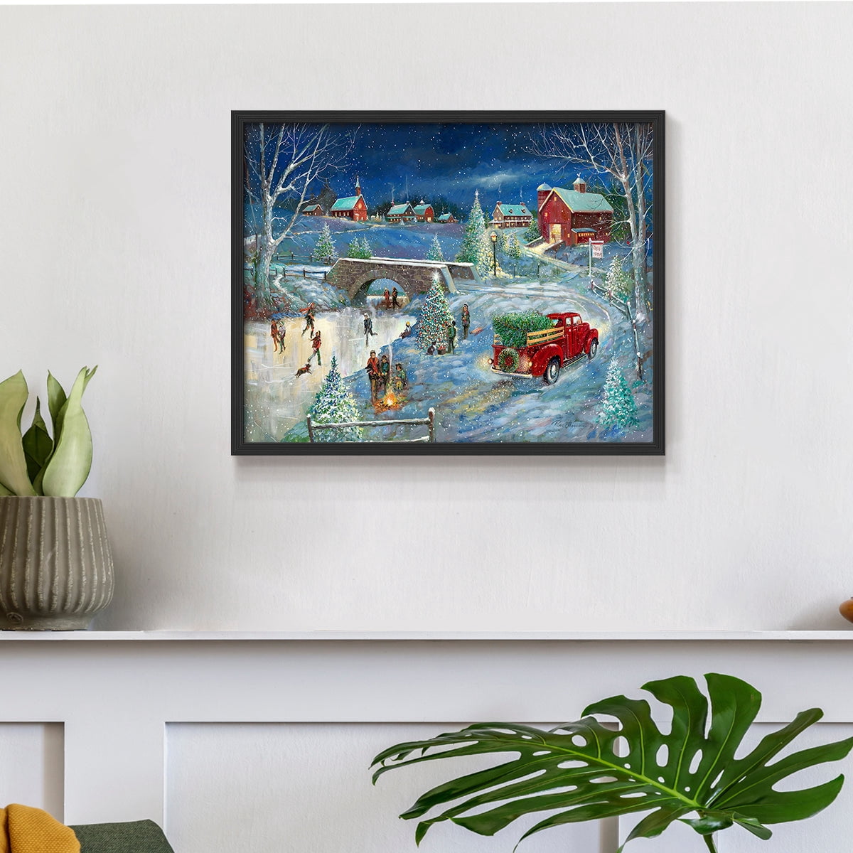 Warm Holiday Memories by Ruane Manning - Restickable Framed Giclée Print with Real Wood Frame