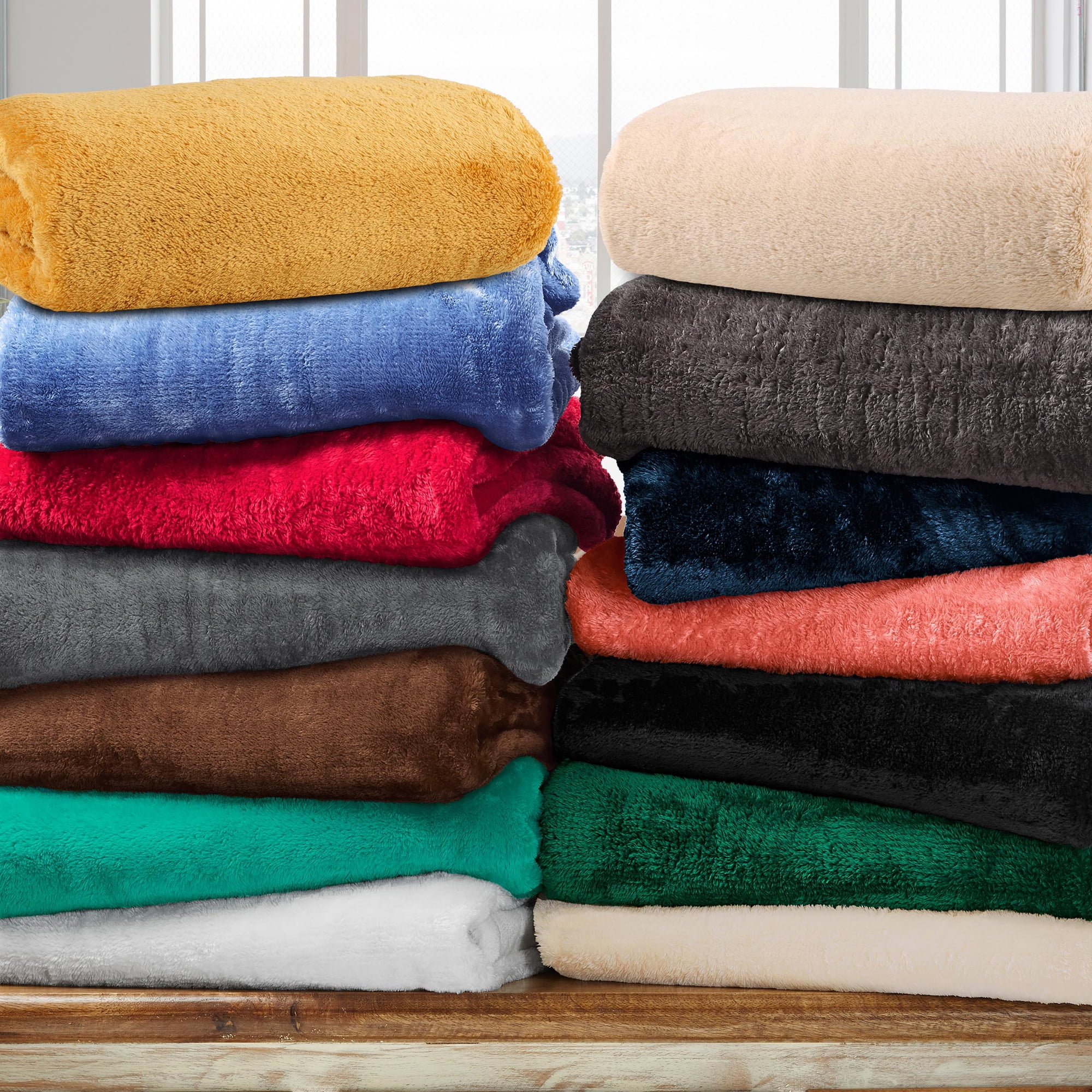 BNM Solid Fleece Soft Plush Blanket, Throw, Black