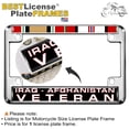 thumbnail image 2 of Motorcycle Domed Custom-Made Personalized Metal License Plate Frame Frame with Iraq Afghanistan Veteran & Ribbons Design- Chrome, 2 of 7