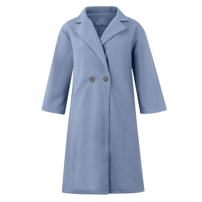 STEADY Women's Casual Wool Solid Color Plus Size Wool Wrap Coat