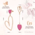 thumbnail image 6 of Linawe Hot Pink Heart Earrings for Women, Rose Gold Dangle Drop Earrings, Titanium Stainless Steel Cute Fun Long Earrings, Asymmetrical Mismatched Big Heart Y2K Preppy Jewelry, 6 of 7