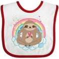 thumbnail image 3 of Inktastic Sloth Yoga Rainbow Girls Baby Bib, 3 of 4