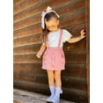 thumbnail image 3 of Douhoow Toddlers Girls Flying Sleeve Round Neck T-Shirt + Suspender Strap Skirt 2 Piece Outfits, 3 of 9