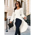 thumbnail image 2 of DARING DIVA Women's High Low V Neck Long Sleeve Dressy Blouses XL White, 2 of 7