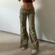 thumbnail image 2 of Gibobby Tallas grandes Mujerescintura elástica cerdo nariz hebilla pie suelto Casual Cargo Hip Hop pantalones con bolsillo (Army Green, L), 2 of 5