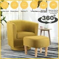 thumbnail image 4 of Dazone Modern Accent Upholstered Single Sofa Chair with Footstool, Swivel Club Tub Chair & Ottoman Set, Yellow, 4 of 6