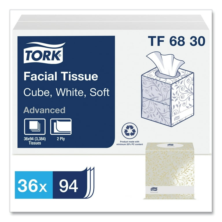 Advanced Facial Tissue, 2-Ply, White, Cube Box, 94 Sheets/Box, 36 Boxes/Carton Advanced Facial Tissue, 2-Ply, White, Cube Box, 94 Sheets/Box, 36 Boxes/Carton