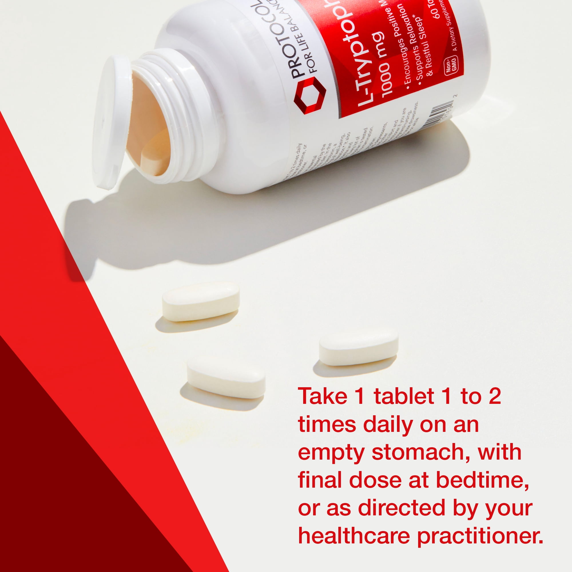 Protocol L-Tryptophan 1000mg - Mood Support, Sleep Support - 60 Tabs