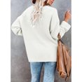thumbnail image 4 of Prendas de punto Suéter de punto casual de color puro con botones y cuello redondo de manga larga para mujer Beige XL, 4 of 6