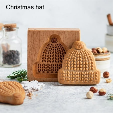

Decorating Cookie Stamp Wooden Decoration Baking Mold Wooden Cookie Mold Gingerbread Cookie Mold Carved Cookie Mold CHRISTMAS HAT