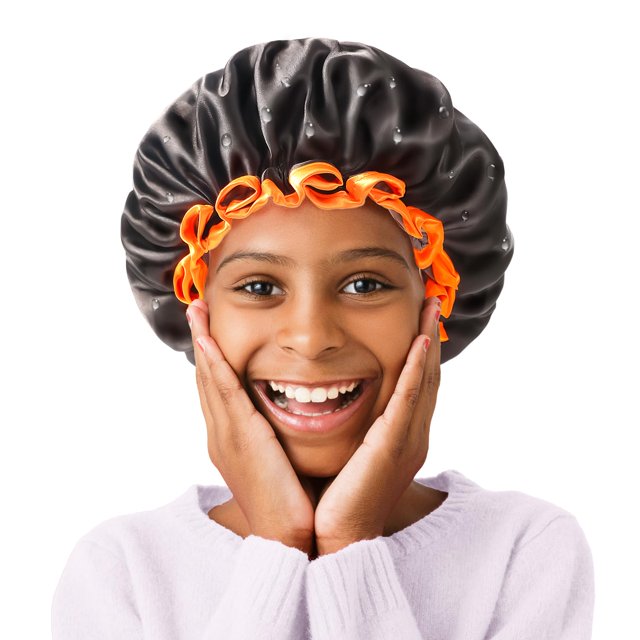 mikimini Pequeños Gorros de Ducha Negros para Niños Gorro de Baño Impermeable de Doble Capa con Forro de PEVA Suave y Reutilizable Lindo Gorro de Ducha Elástico y Que No Se Decolora Paquete Pequeño de
