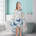 thumbnail image 6 of White Butterfly Flower Pattern Hooded Bath Towel，60"x35" for Ages 3 To 12 Kids, Quick Dry Lightweight Soft Microfiber Hood Beach Towel Cover Up for Kids, 6 of 7