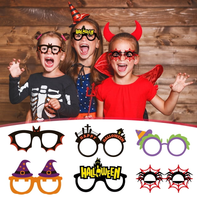 Fiudx Juego de Gafas de Halloween, 6 Estilos Únicos, Gafas de Araña Fantasma y Calabaza, Divertidos Regalos de Fiesta, Decoración Novedosa, Accesorios para Disfraces Festivos, Varios Diseños, Paquete
