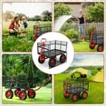 thumbnail image 6 of Heavy-Duty Wagon Dump, 1440lbs Steel Garden Dump Cart with Removable Mesh Sides, 2 in 1 Push and Pull 180° Rotating Handle & 16in All Terrain Wheel for Garden, Yard, 6 of 7