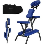 Foldable Massage Chair Adjustable Tattoo Chair Spa Chair Portable Therapy Chair w/Free Carry Case& Face Cradle, Blue