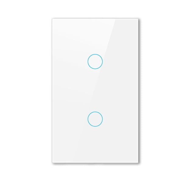 US Smart Home WiFi Tuya Touch Switch Inalámbrico 433.92MHz Botón de sensor Panel de vidrio templado Interruptores Sticky On / Off Office Hotel White 2 Gangs Noticed HA011540-03B