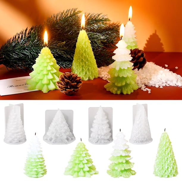 Fiudx Molde para Vela de Árbol de Navidad, Diseño de Yeso para Aromaterapia, Desmoldeo Suave, Textura Transparente, Decoración de Mesa, Regalo para Pascua, Navidad y San Valentín, Juego de 1 Pieza.