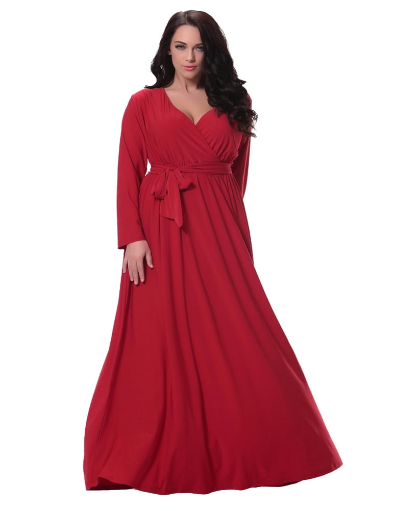 red plus size maxi dress